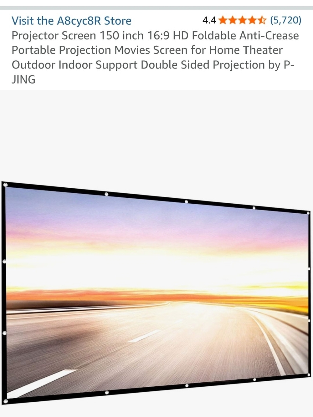 Portable Foldable Projection Screen - Black Border, White Viewing Surface